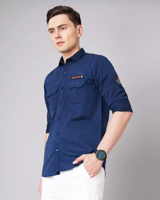 Over Size Shirt Men Light Blue Shirt - Image 2
