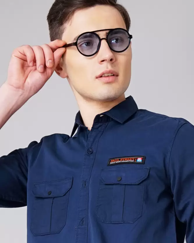 Over Size Shirt Men Light Blue Shirt - Image 4